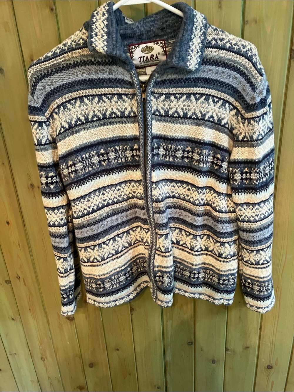 Vintage Tiara International Women’s M Full Zip Fair Isle Cardigan Sweater